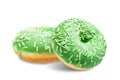 Green donut with white sprinkles on a white isolated background Royalty Free Stock Photo