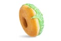 Green donut with white sprinkles on a white isolated background Royalty Free Stock Photo