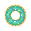 Green donuts vector isolated on white. Sweet dessert donut with green glaze