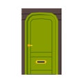 Green Door, Classic Facade Architactural Design Element Vector Illustration