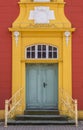 Green door of the Gymnasial Church in Meppen Royalty Free Stock Photo