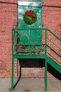 Green Door with Holiday Wreath in New York City Royalty Free Stock Photo