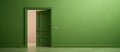 A green rectangle door stands out in an empty greenwalled room Royalty Free Stock Photo