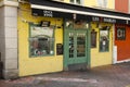 Green door to the restaurant