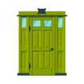 Green Door in Vintage Style, Architactural Design Element Vector Illustration Royalty Free Stock Photo