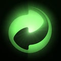 Green dot recycle symbol light flare Royalty Free Stock Photo