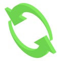 Green double arrow forming a circle is rotating Royalty Free Stock Photo