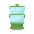 Green double boiler steamer flat icon illustration
