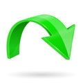 Green down arrow. 3d shiny web icon