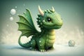 Green dragon with cupped skin, symbol of 2024