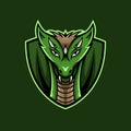 Green dragon face mascot logo