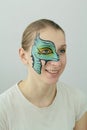 Green dragon face painting Royalty Free Stock Photo