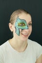 Green dragon face painting Royalty Free Stock Photo