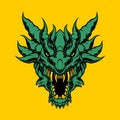 Green dragon head illustration