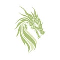 Green dragon illustration. Cut out isolated vector image, dragon head silhouette. Symbol of New Year 2024 Royalty Free Stock Photo