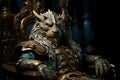 green dragon king on golden throne in castle, Greeting card with the symbol of Chinese new year 2024. Generative AI