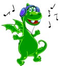 Green Dragon is listening to music Royalty Free Stock Photo