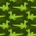 Green dragon pattern seamless. Flying monster background. Vector texture