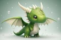 Green dragon in the snow, symbol of 2024