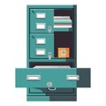 green drawer office furniture equipment icon