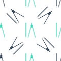 Green Drawing compass and pencil icon isolated seamless pattern on white background. Education sign. Drawing and Royalty Free Stock Photo