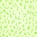 Green Drawn Letter Seamless Pattern