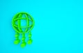 Green Dream catcher with feathers icon isolated on blue background. Minimalism concept. 3d illustration 3D render