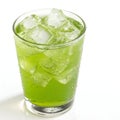 Green Drink with Ice Isolated on White Background Royalty Free Stock Photo