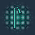 Green Drinking plastic straw icon isolated on blue background. Abstract circle random dots. Vector Illustration