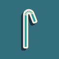 Green Drinking plastic straw icon isolated on green background. Long shadow style. Vector Illustration