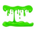 Green dripping slime background. Viscous liquid spill. Vector cartoon illustration.