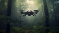 Hyper-realistic Sci-fi Image Of A Drone In The Forest