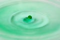 A Green Drop of Water Splashing Milk Royalty Free Stock Photo