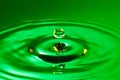 Green droplet splash in a water Royalty Free Stock Photo