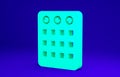 Green Drum machine icon isolated on blue background. Musical equipment. Minimalism concept. 3d illustration 3D render Royalty Free Stock Photo