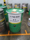 Green Drums steel ethyl acetate chemical Royalty Free Stock Photo