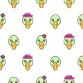 Green duck head baby pattern.