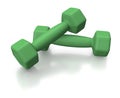 Green dumbells or weights for healthy lifestyle