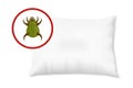 Green dust mite on pillow vector illustration. Microscopic dangerous insect Royalty Free Stock Photo