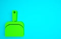 Green Dustpan icon isolated on blue background. Cleaning scoop services. Minimalism concept. 3d illustration 3D render