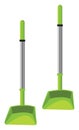 Green dustpan with long handle, icon