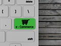 Green E-Commerce Button on Computer Keyboard