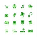 Green e-commerce icons