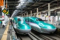 The green E5 Series bullet (High-speed) trains. Royalty Free Stock Photo