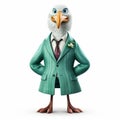 Green Eagle: A Satirical Caricature Of A Friendly Anthropomorphic Seagull