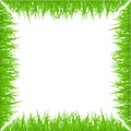 Green early spring grass frame on white background. Realistic eco nature border. Royalty Free Stock Photo