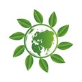 Green earth concept with leaves.Ecology cities help the world with eco-friendly concept ideas Royalty Free Stock Photo