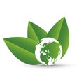 Green earth concept with leaves.Ecology cities help the world with eco-friendly concept ideas Royalty Free Stock Photo