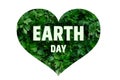 Green Earth Day Words Concept.The inscription on the green heart on white background.Zero waste.Protection of the environment.Let Royalty Free Stock Photo