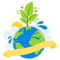 Green earth ecology concept. Vector illustration Royalty Free Stock Photo